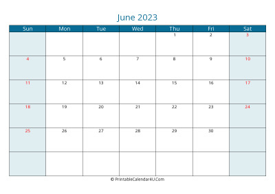 calendar june 2023 week starts on sunday