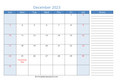 compact december 2023 calendar, week starts on sunday