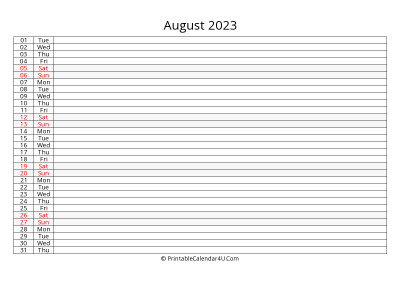 editable 2023 calendar for august, week starts on monday