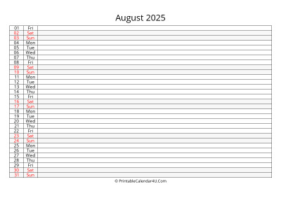 editable 2025 calendar for august, week starts on sunday