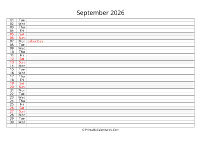 editable 2026 calendar for september, week starts on monday
